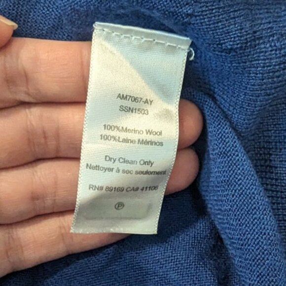 ATM Anthony Thomas Melillo Merino Wool Color Blue & Black Block Crew Sweater L - Picture 13 of 15